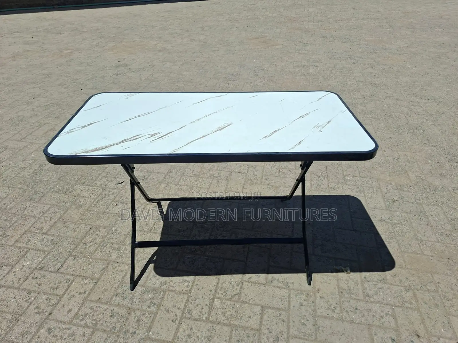 Foldable Outdoor Table With Marble-Effect Top