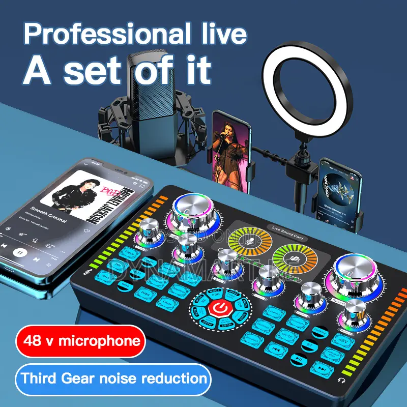 Q7 Live Sound Card Professional Audio Mixer, DSP Chip Voice Effects