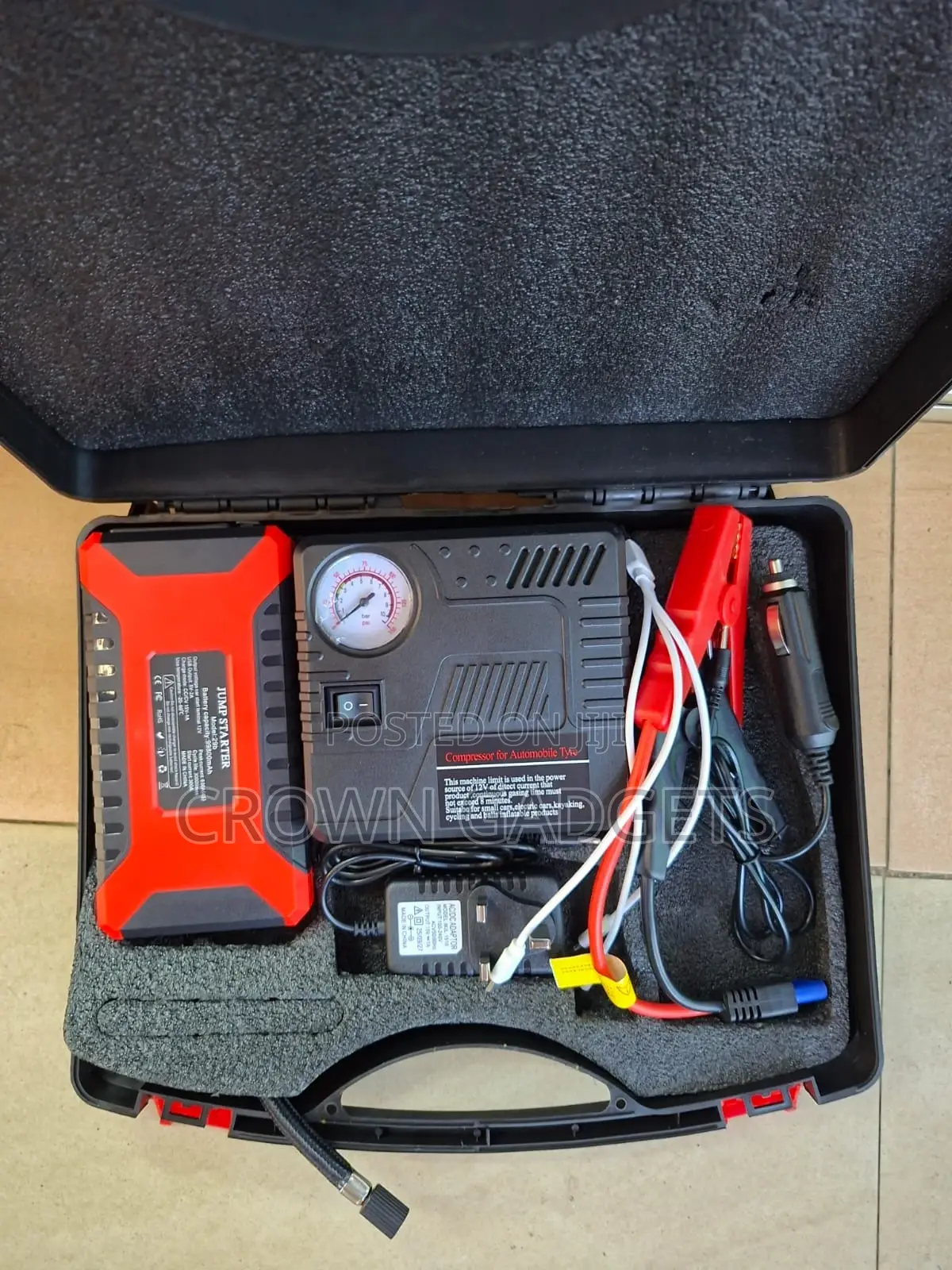 Automobile Emergency Jump Starter With Usb Charging Compass