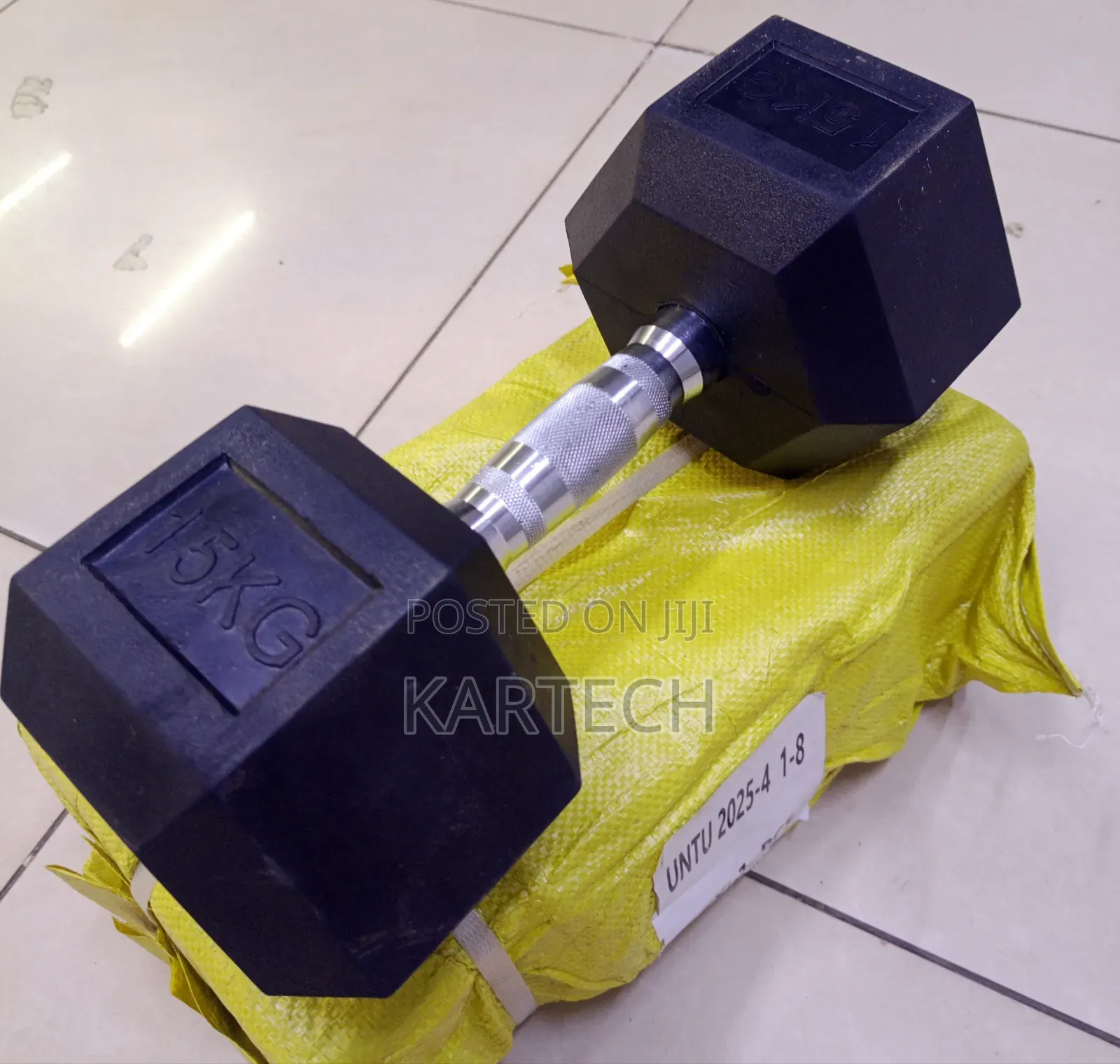 Home Commercial Gym 15kg Rubber Dumbbell -Pair