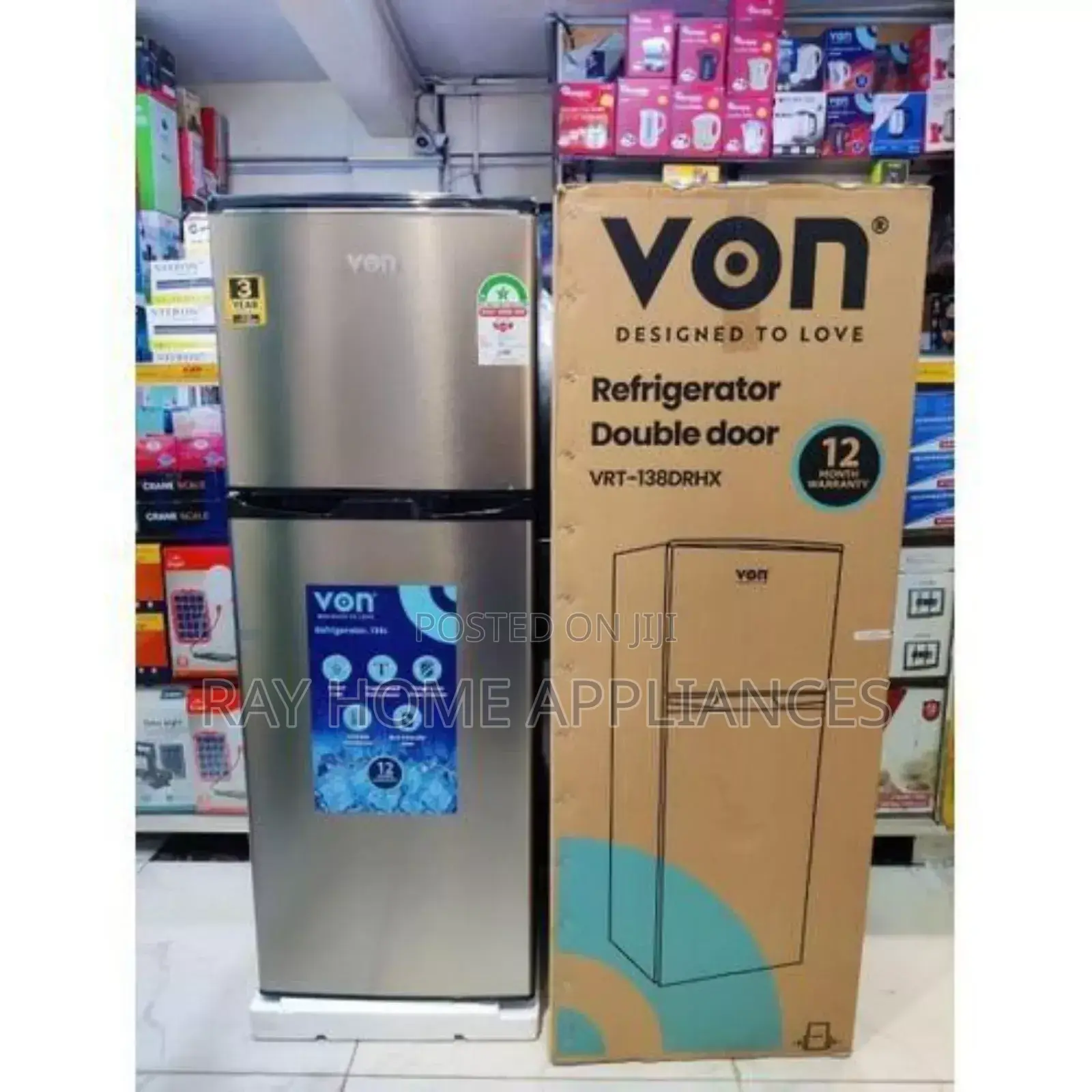 Von 138litres Double Door Fridge