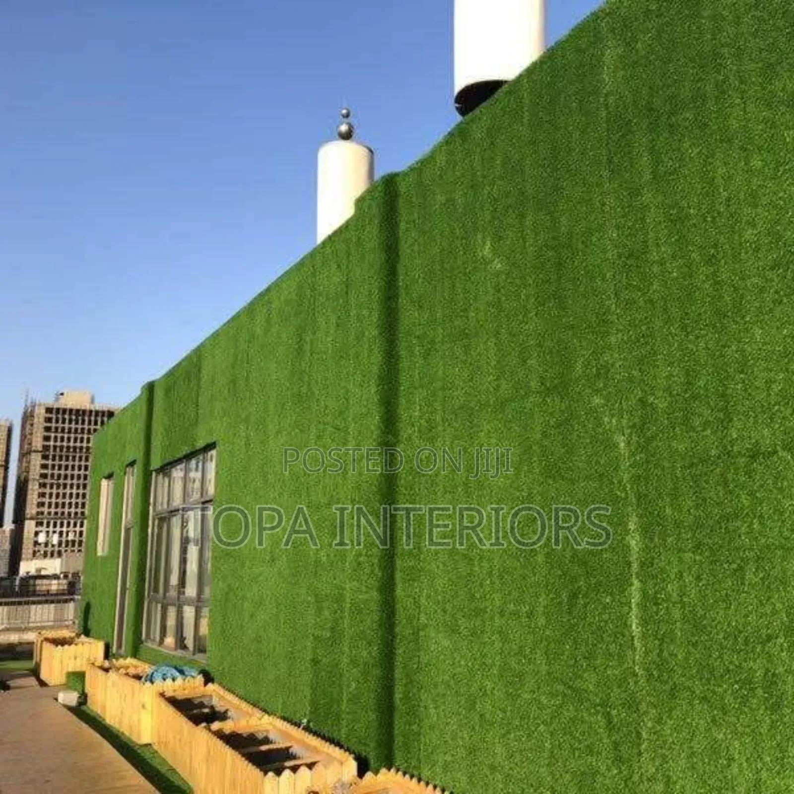 Outdoor Wall Decoration Artificial Grass Carpets Installation