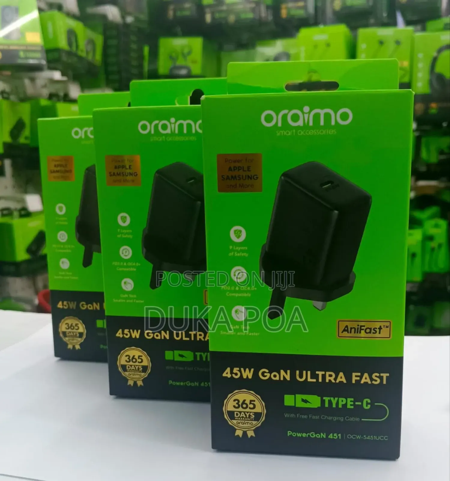 Oraimo 45w Charger Powergun With C to C Cable Fast Charger