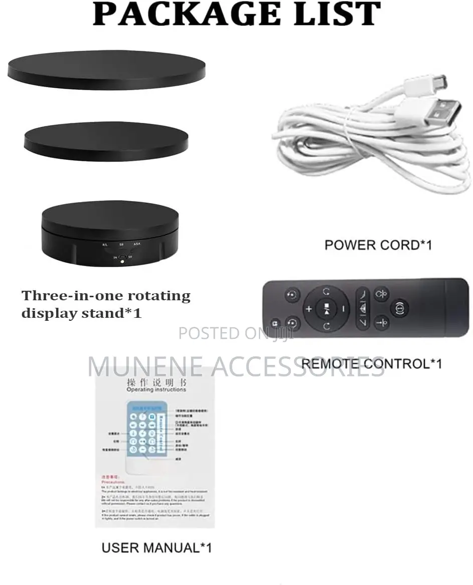 Electric Rotating Turntable 3in1 Display Stand 360 Degree Remote With