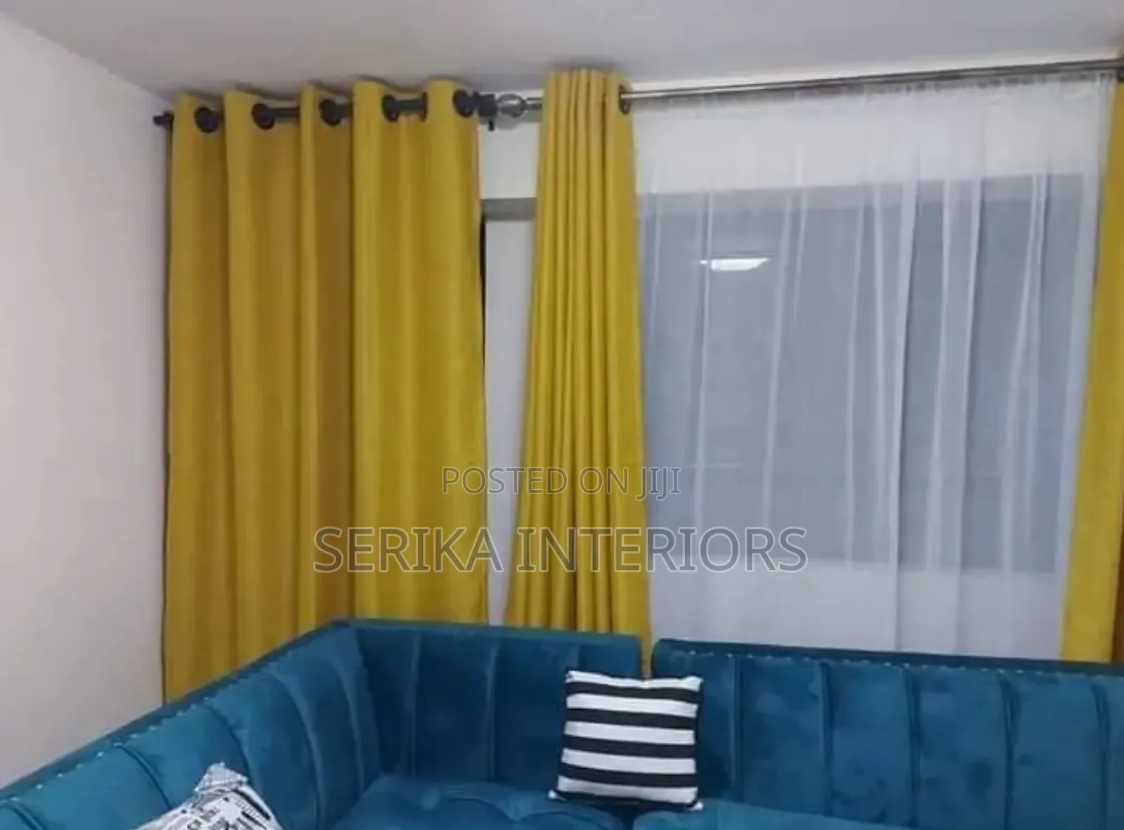 Yellow Golden Curtains Curtains Environmental Friendly Mastered