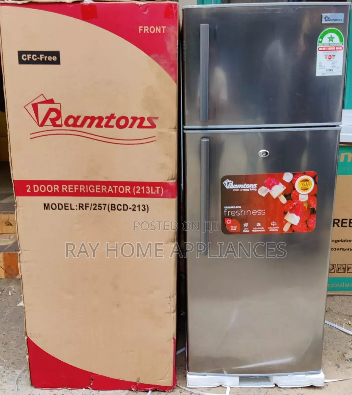 213litres Ramtons Rf/257- 2 Door Direct Cool Fridge Titan (1yr Wrty)