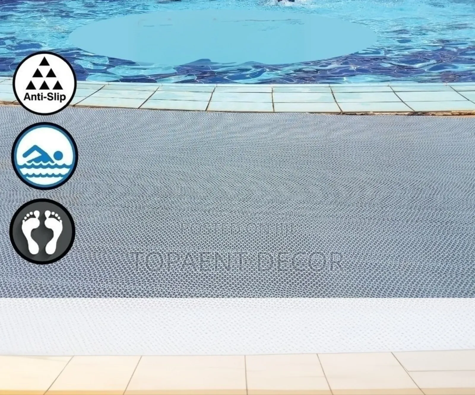 Poolside Grey Non Slip Perforated Pvc Antislip Mats