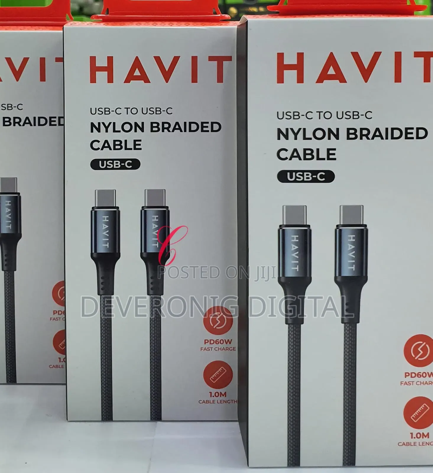 Havit Cb6310 60w Type C to Type C Aluminium Alloy Nylon Braided Cable