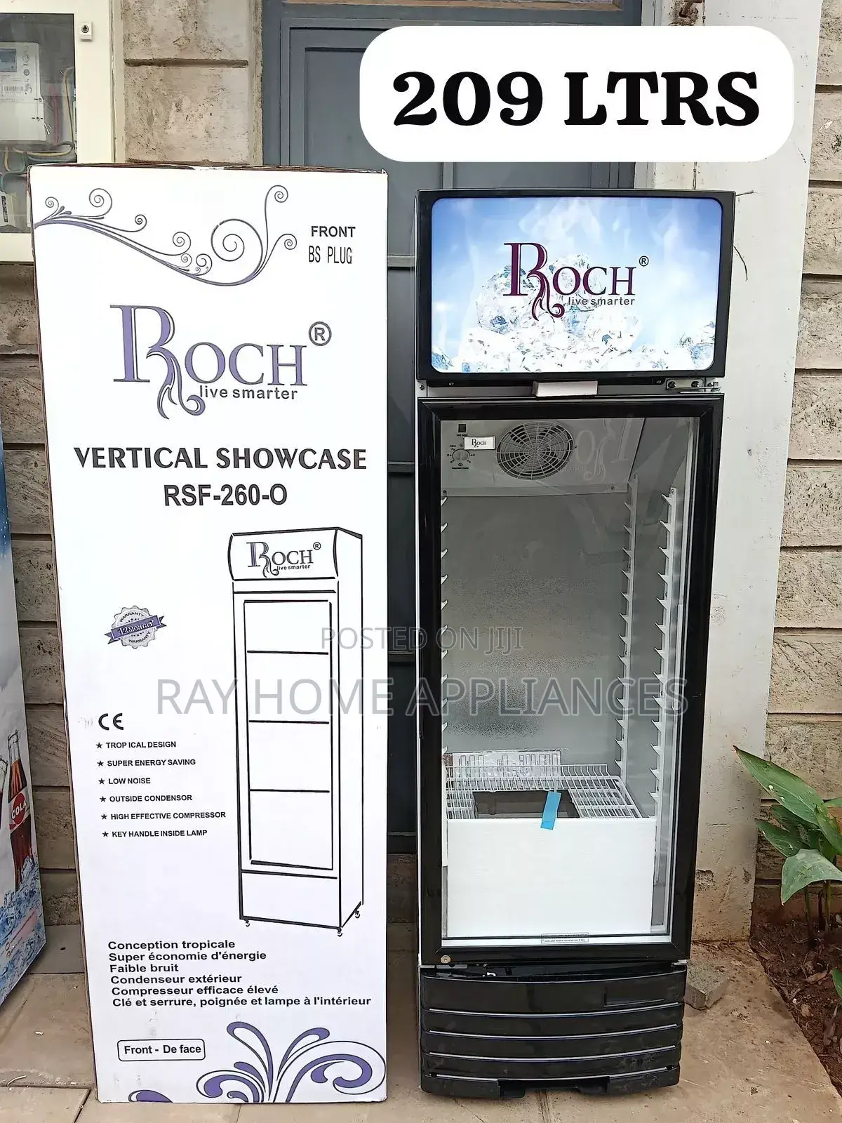 209 Litres Roch Vertical Showcase Model RSF-260-O Refrigerator