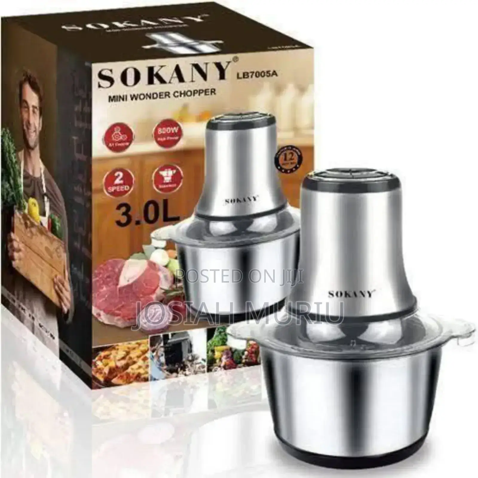 *Sokany 3ltrs Chopper(With Steel Bowl) 