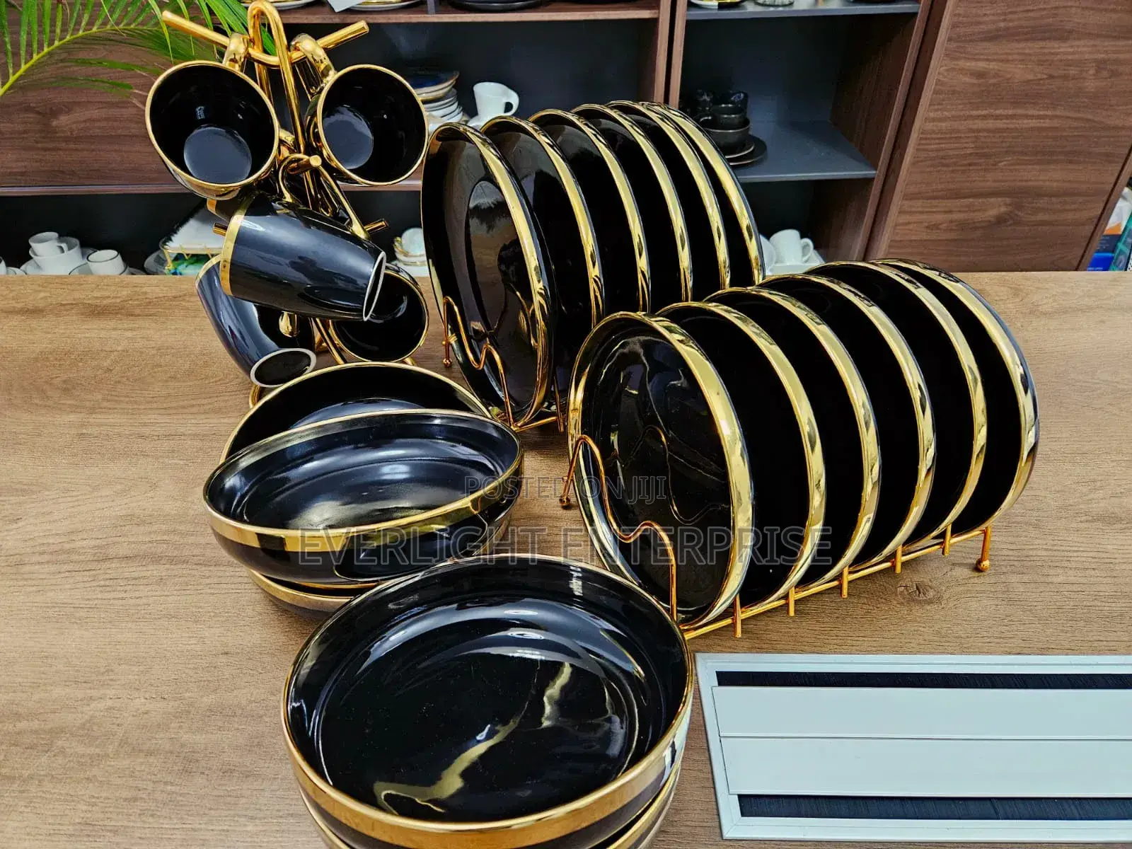 24 PCS Ceramic Black Gold Dinner Set