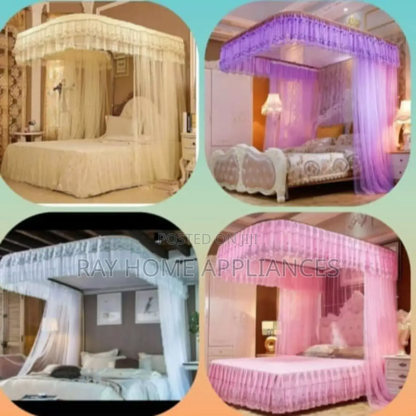 2 Stand Net Rail Mosquito Net
Pink,Purple,Cream Sizes 4×6,5×6,6×6