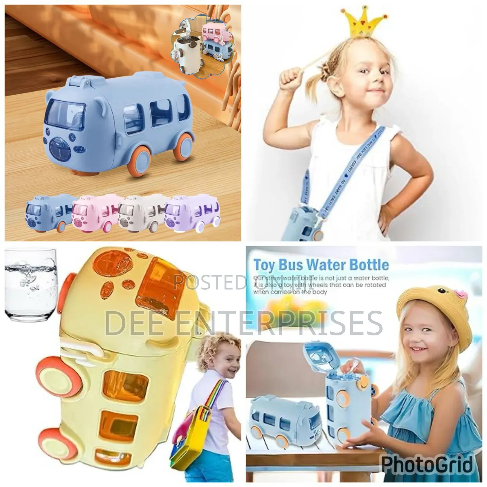 School Bus Theme Kids Water Bottle