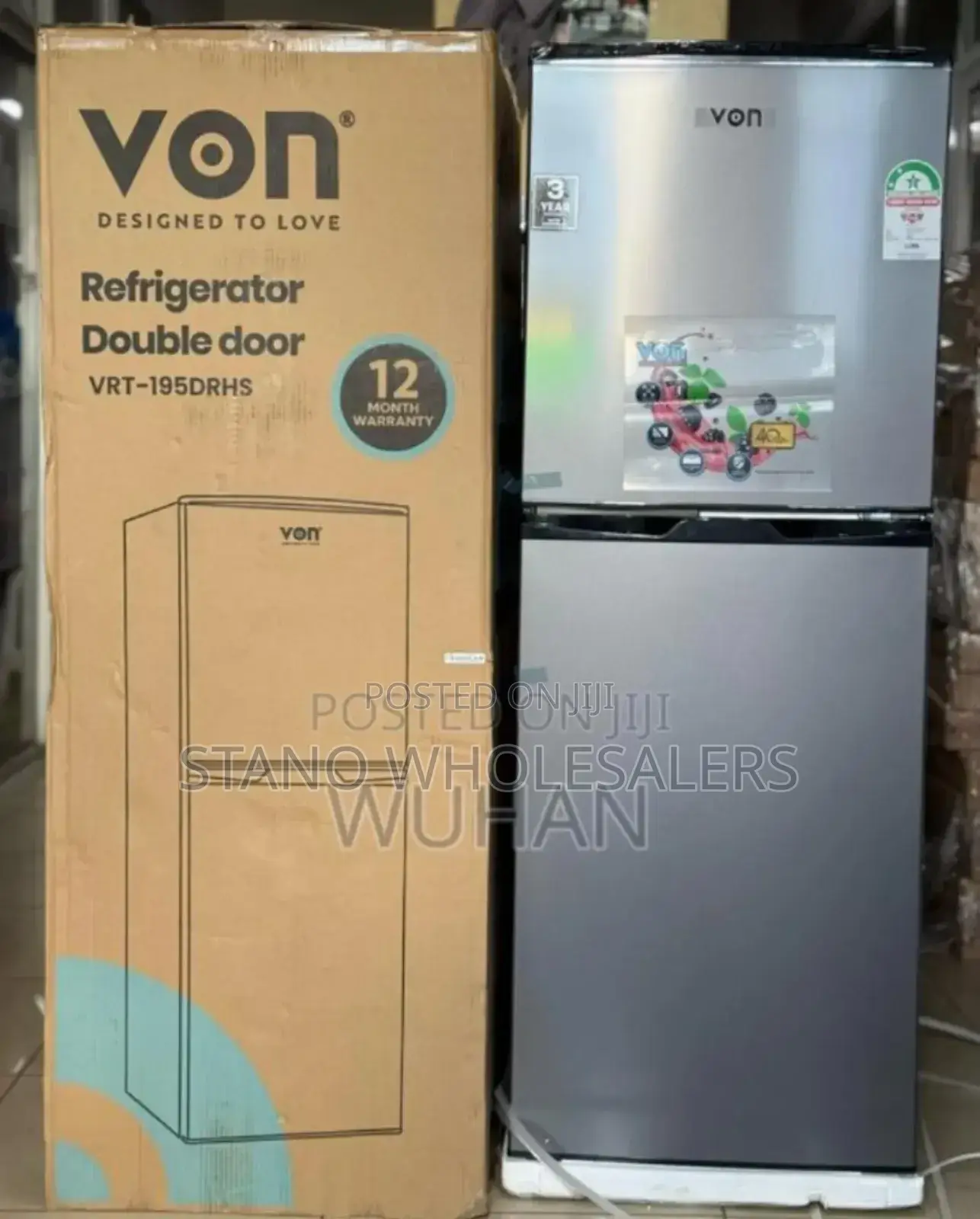 With 12months Warranty - Von 195l Fridge