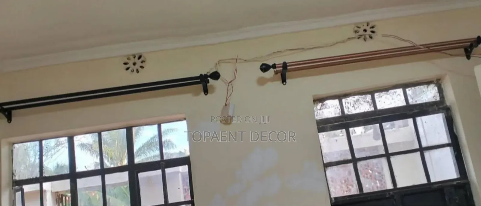 Powder Coated Brown And Black Window And Door Curtain Rods