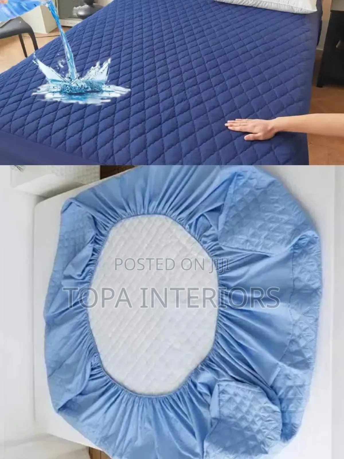 Blue Mattress Covers With a Waterproof Backing for Liquid Protection