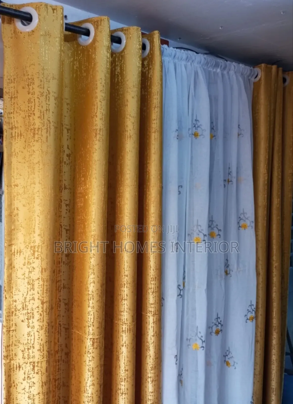 Gold Curtain Quality Material and Matching Sheers