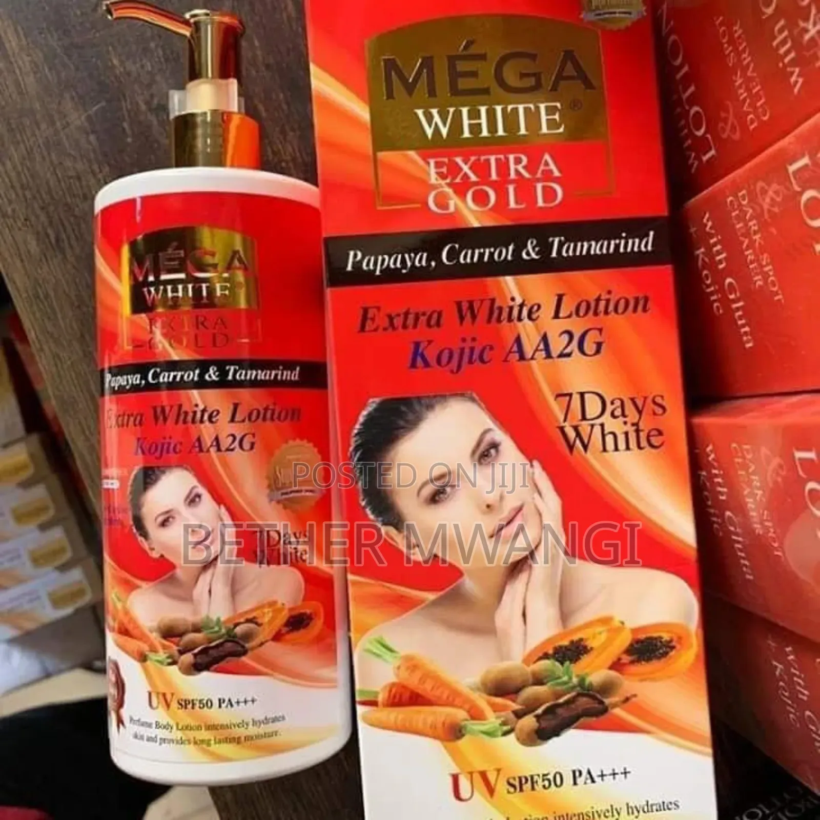 Mega White Papaya&Carrot Kojic Aa2g Lotion Kojic 7 Days White Lotion