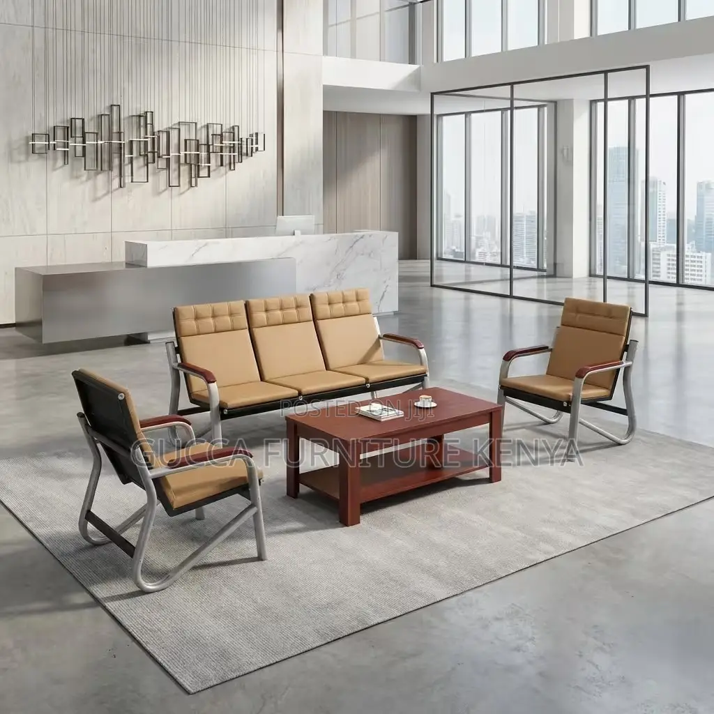 Imported Brown 5-Seater Reception Visitor Sofa Set