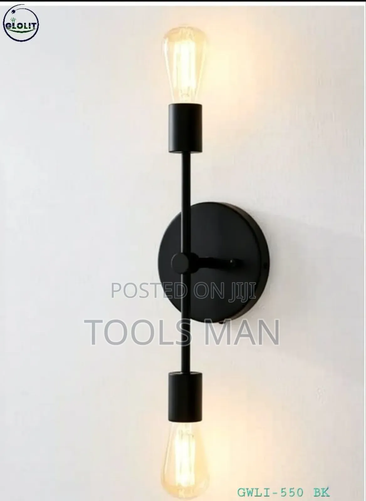 Two-Light, Matte Black. Wall Design Double Light.