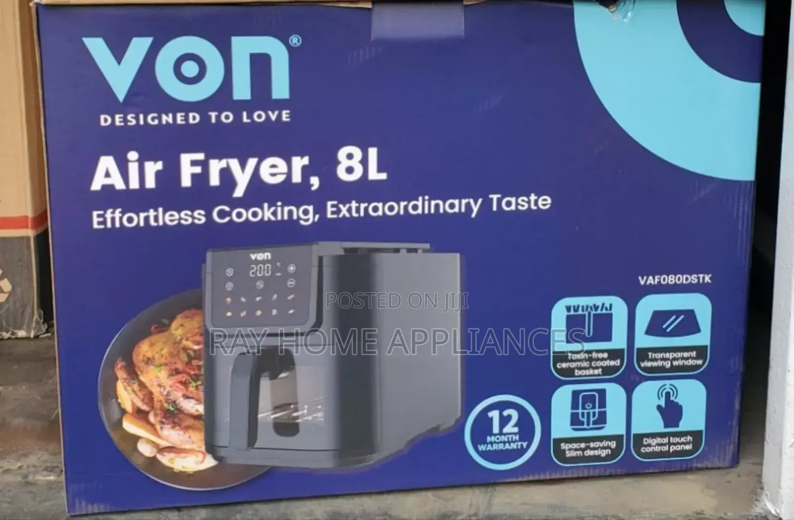 8litres Von Digital Slim Design Air Fryer