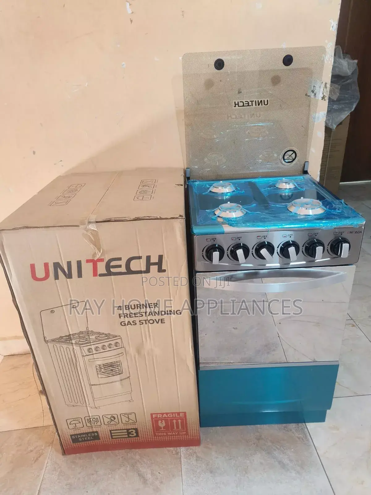 Silver 50*55cm Unitech Full Gas Freestanding Jet Autoignition Cooker