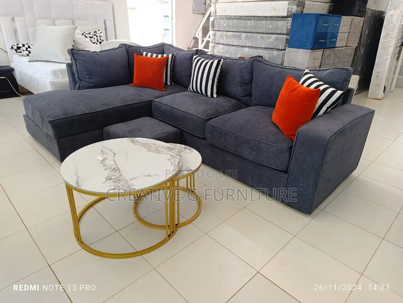 Executive Blue L-Sofa Set