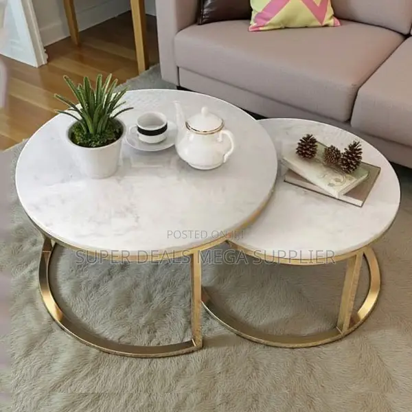 Elegant Marble Round Coffee Table Set for Modern Living Rooms
