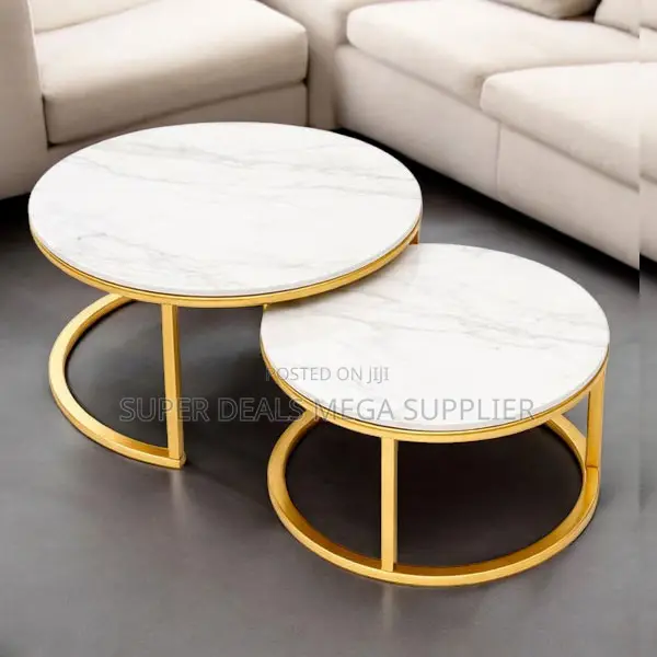 Designer Round Marble Nesting Tables for Living Room and Lounge