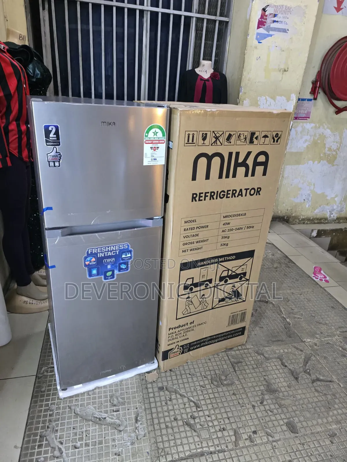 Mika Fridge Double Door 138litres