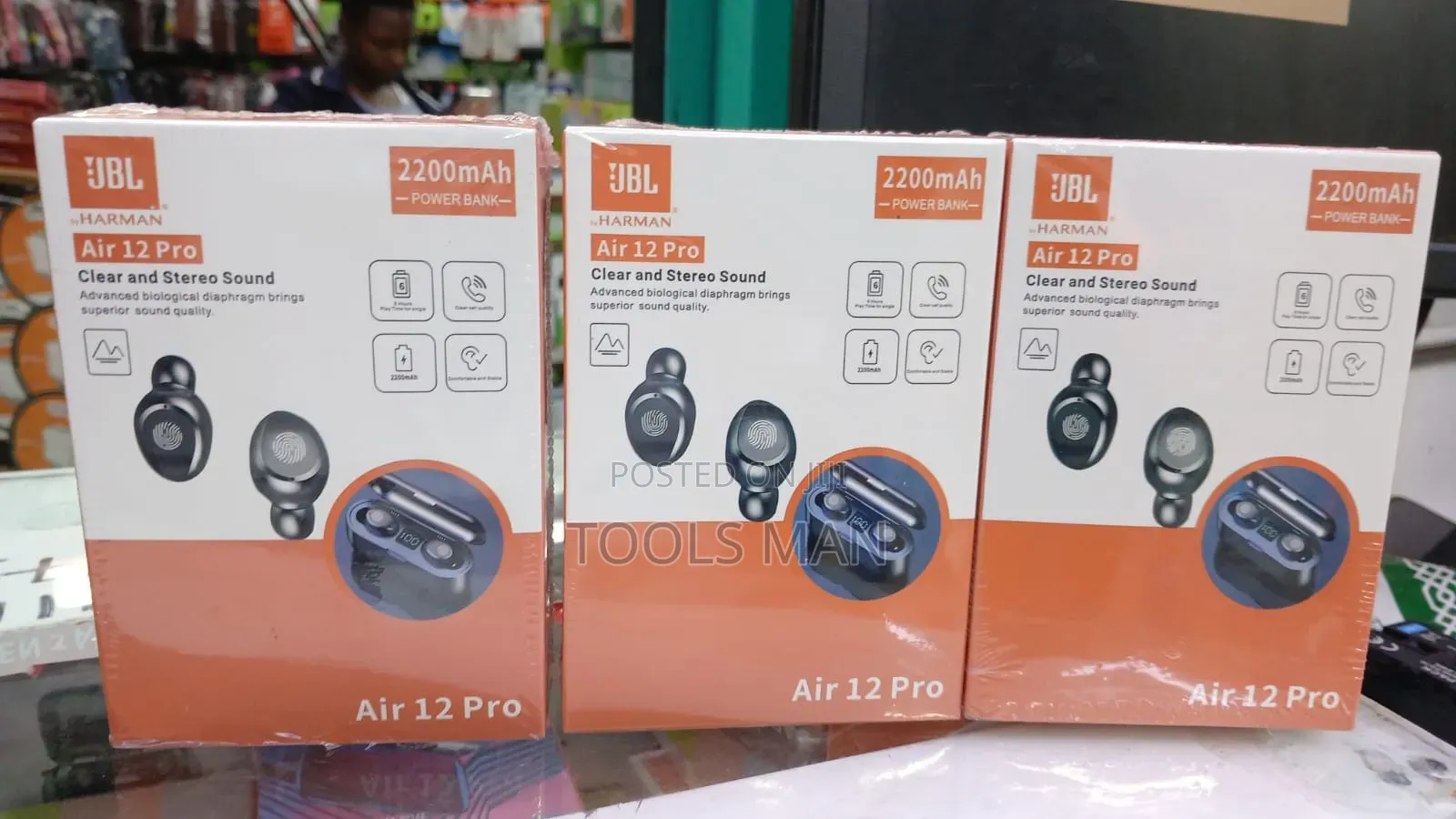 JBL Air 12 Pro Bluetooth Earbuds.