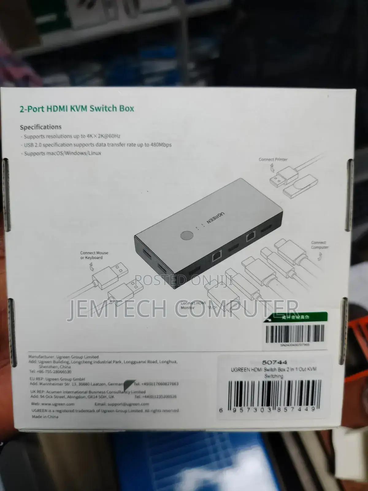 Ugreen Hdmi Switch Box 2 in 1 Out KVM Switching