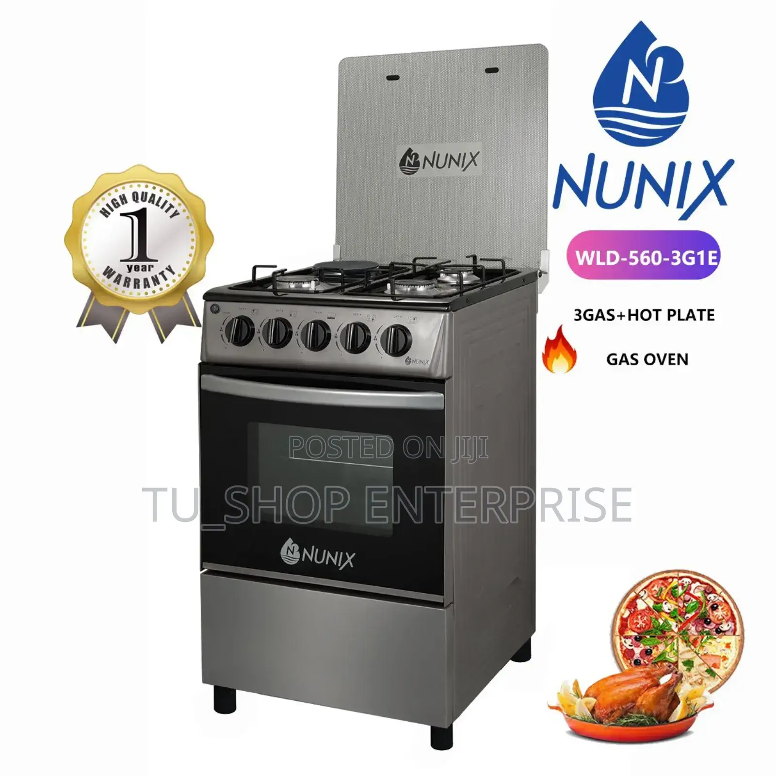 New Model Nunix 3+1 Standing Cooker With Gas Oven – Versatile Cooking