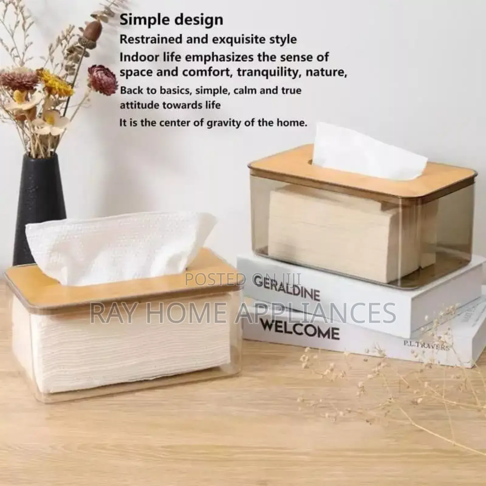 *Nordic Minimalist Tissue Box /Serviette Holder With Bamboo Lid