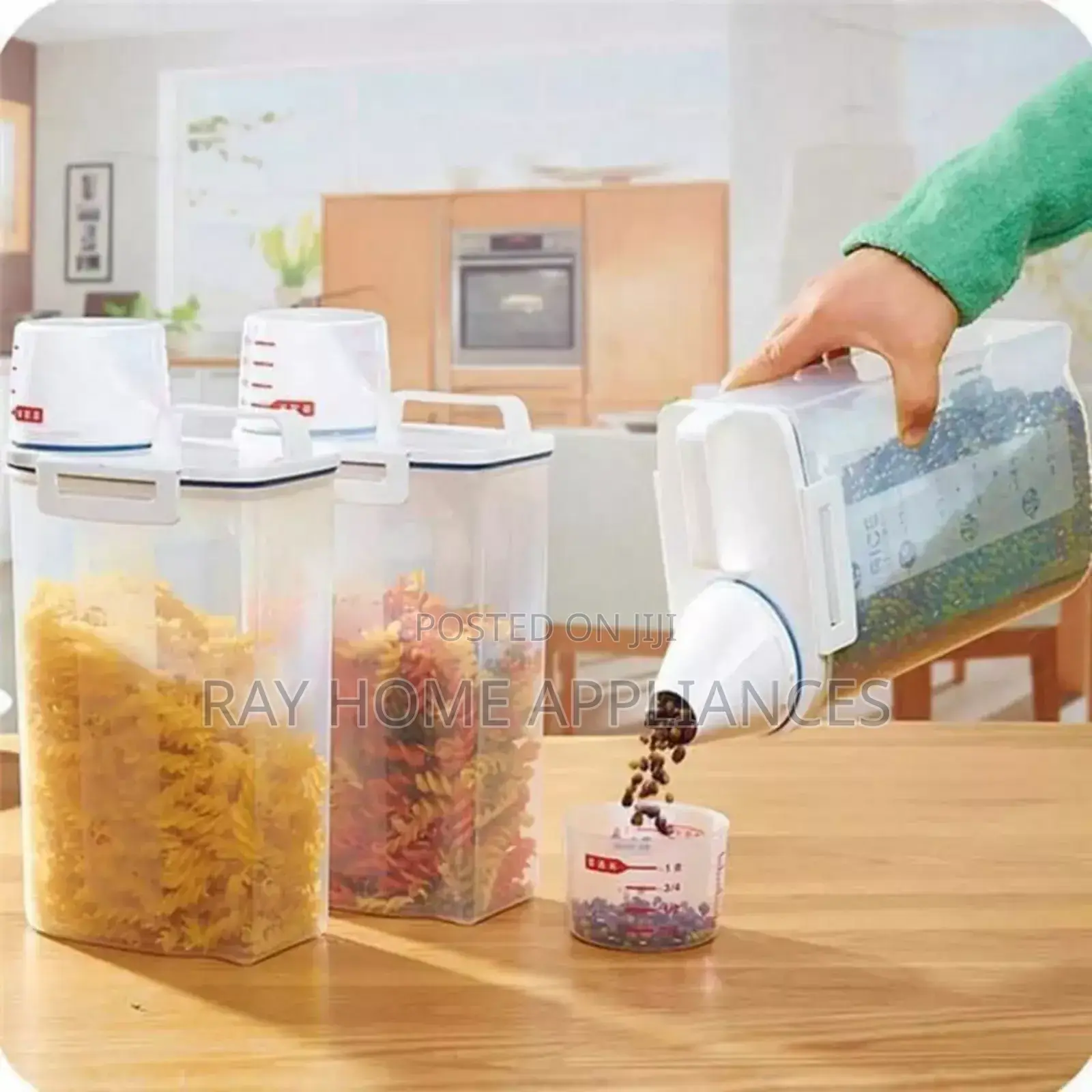 Cereal Storage Container With Measuring Cup and Handle Capacity 2l