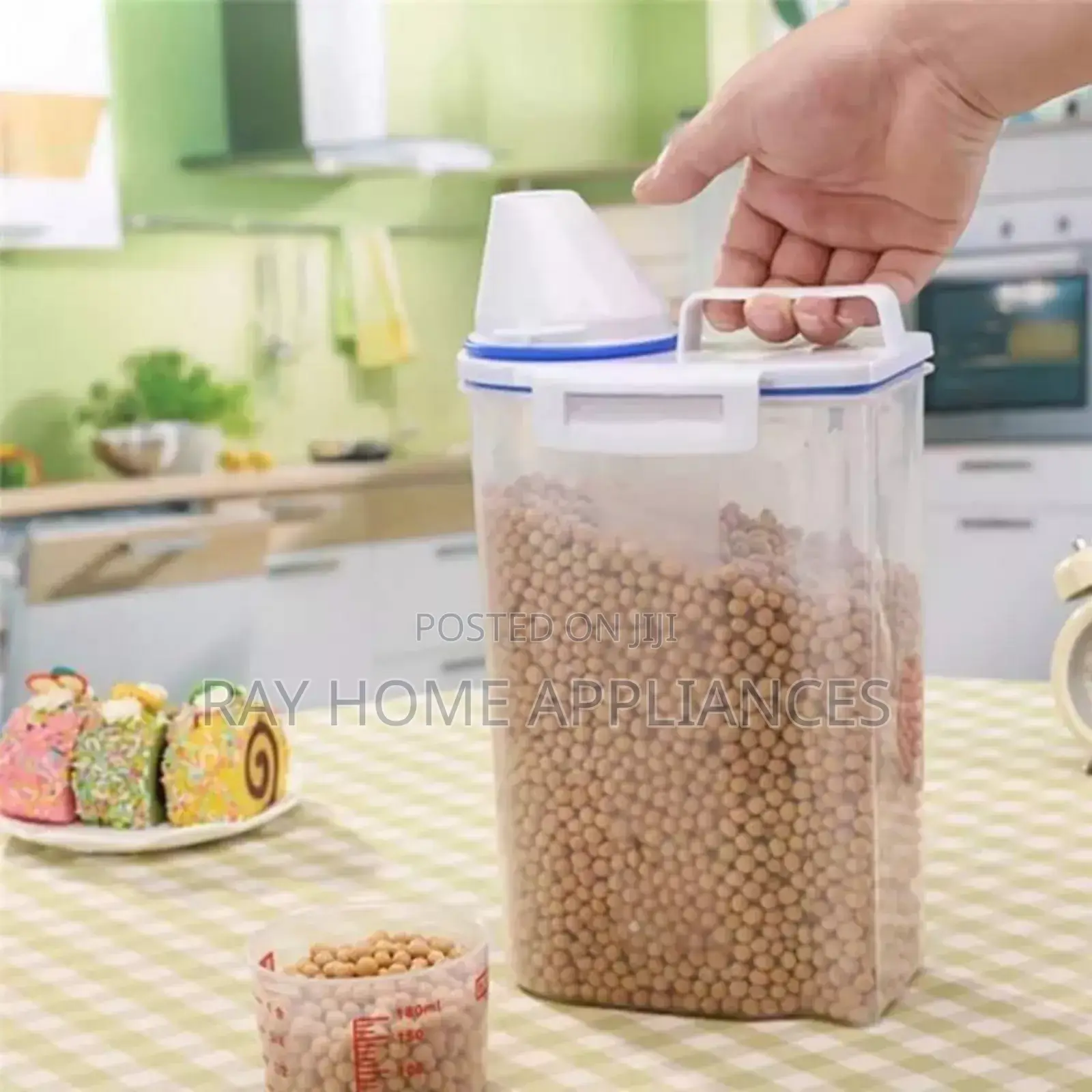 Cereal Storage Container With Measuring Cup and Handle Capacity 2l