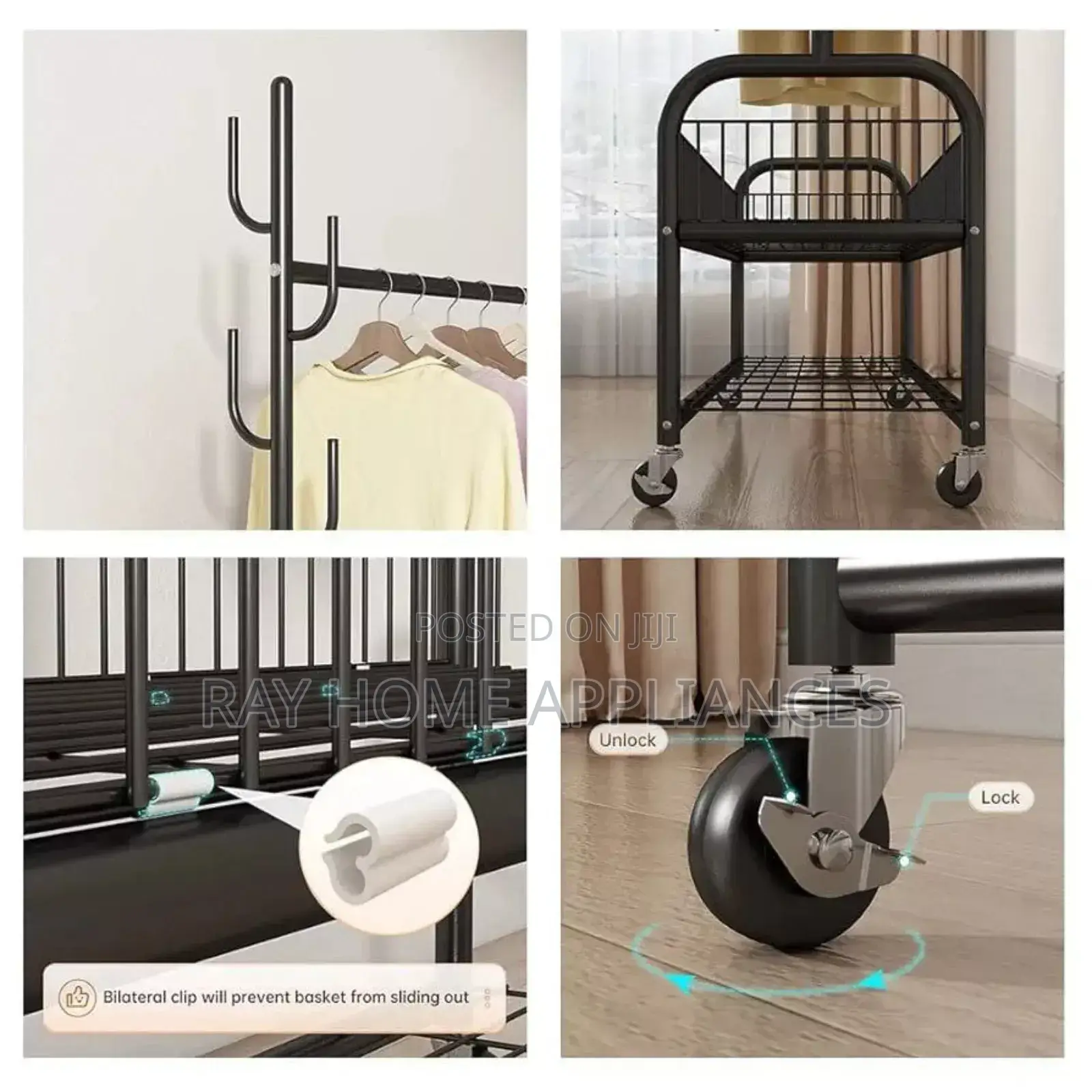 Sturdy Clothes Rack With Storage Basket 2-Tier Bottom Storage Shelf