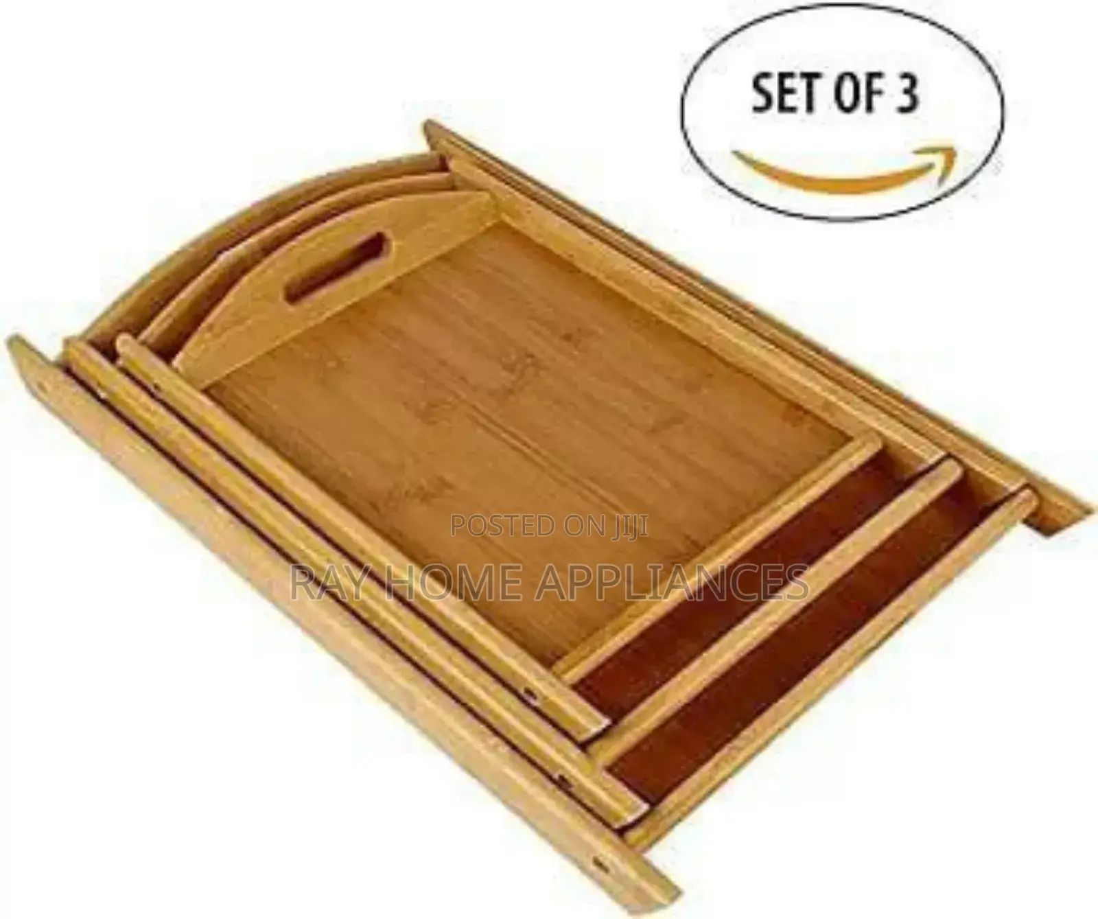 High Quality Multifunctional Bamboo Serving Trays 3 Pieces