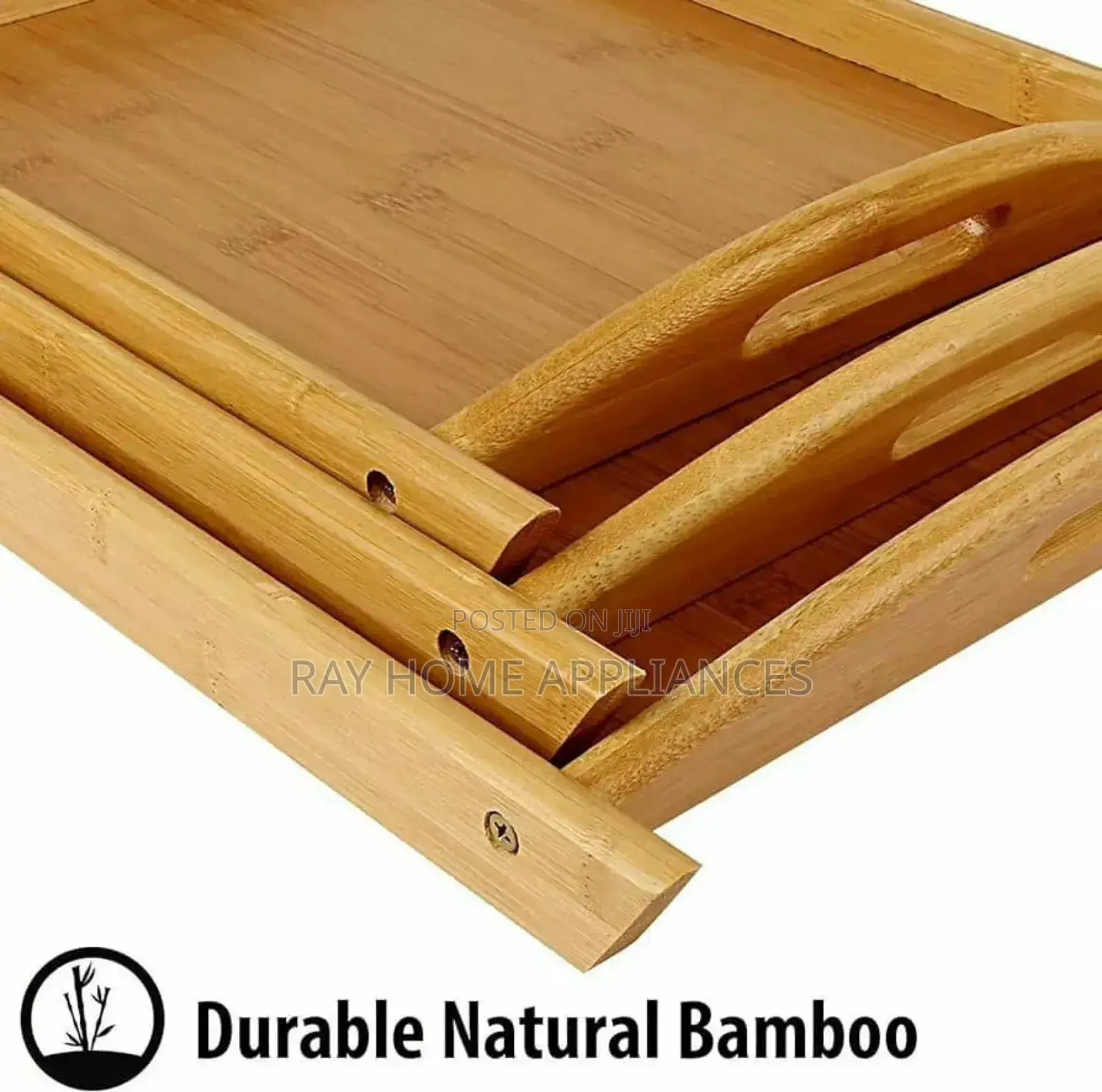 High Quality Multifunctional Bamboo Serving Trays 3 Pieces