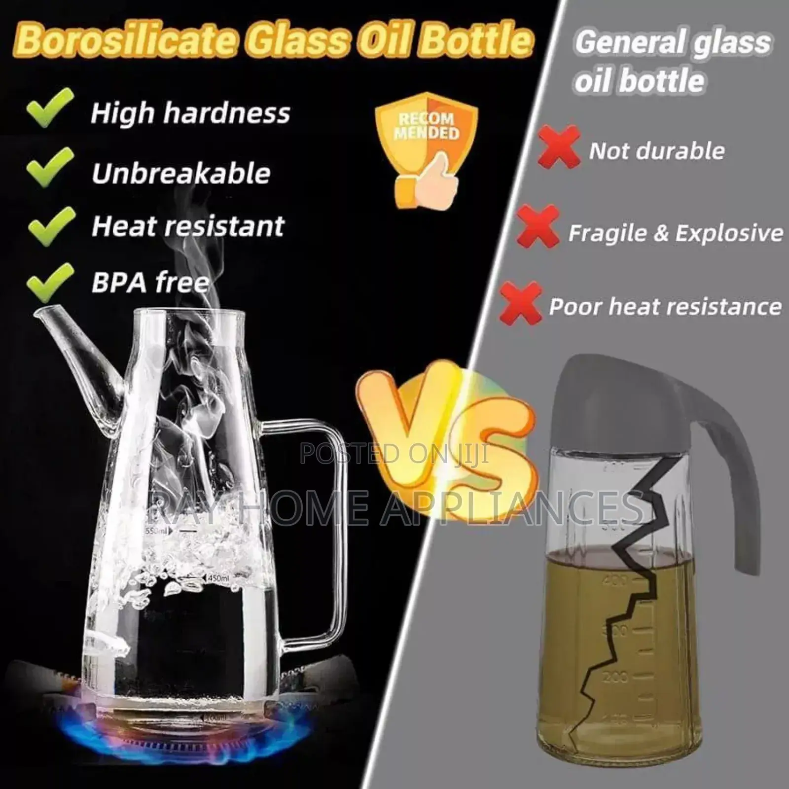 800ml High Borosilicate Glass Oil Bottle With Silicone Base