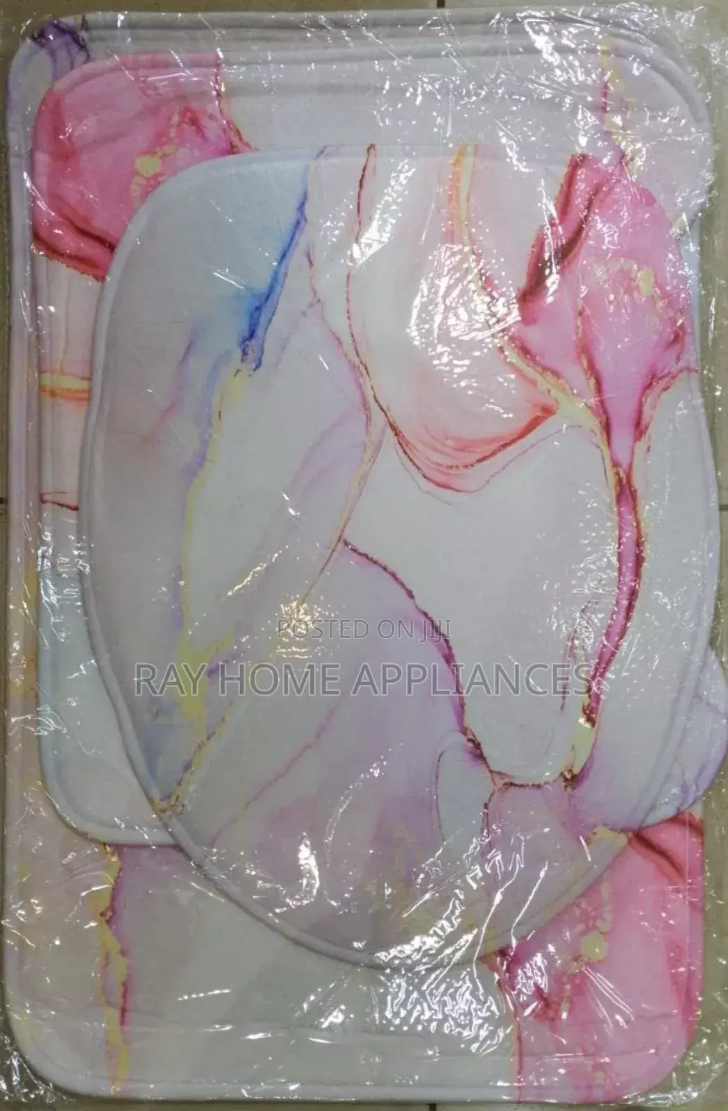3 Pieces Marble Pattern Bathroom Mats