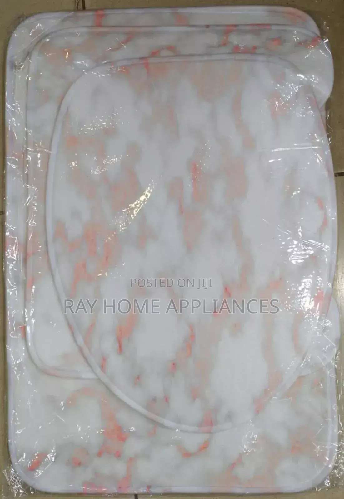 3 Pieces Marble Pattern Bathroom Mats
