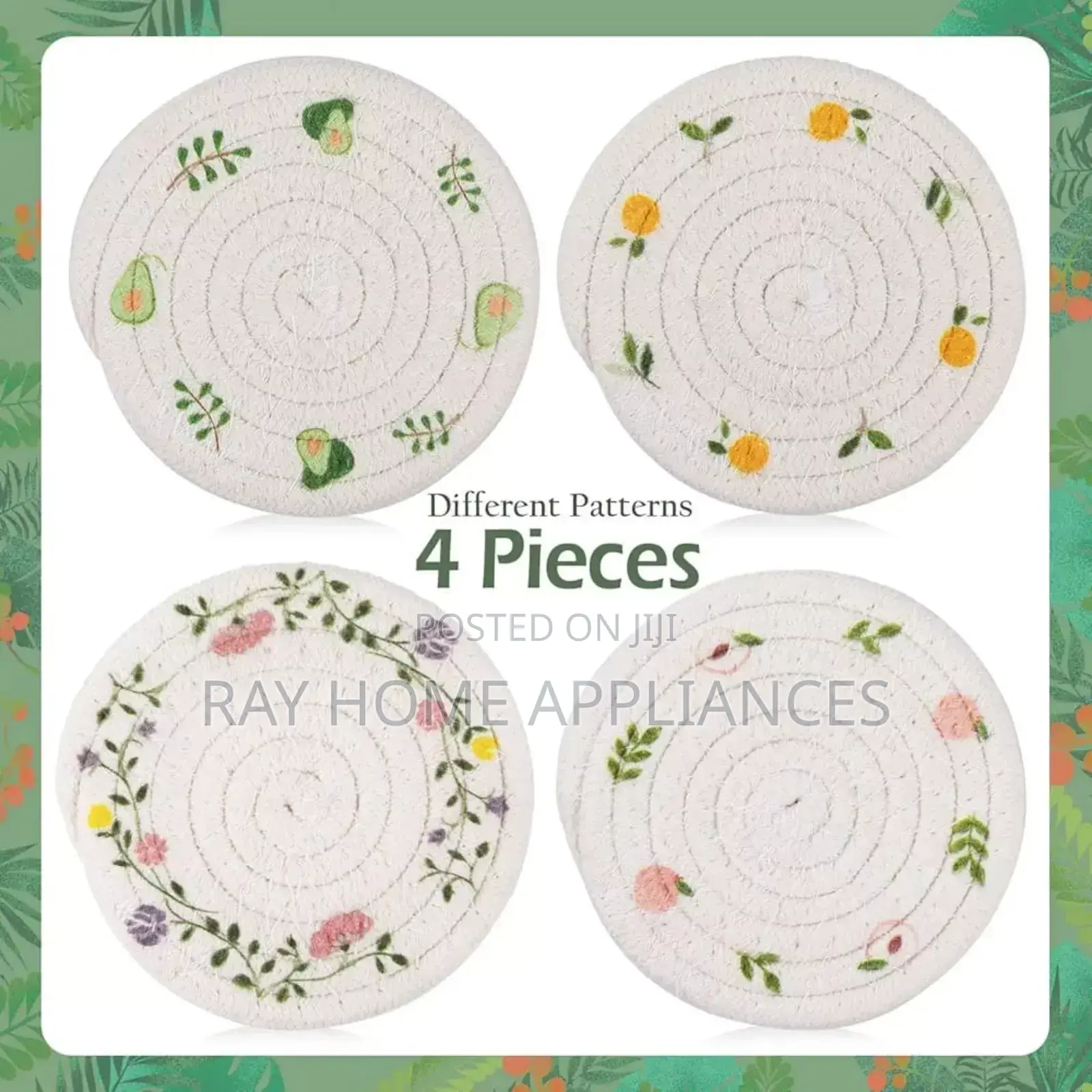 Woven Place Mats 2pcs Material Wooden
 Non-Slip Coaster Set Size 18cm