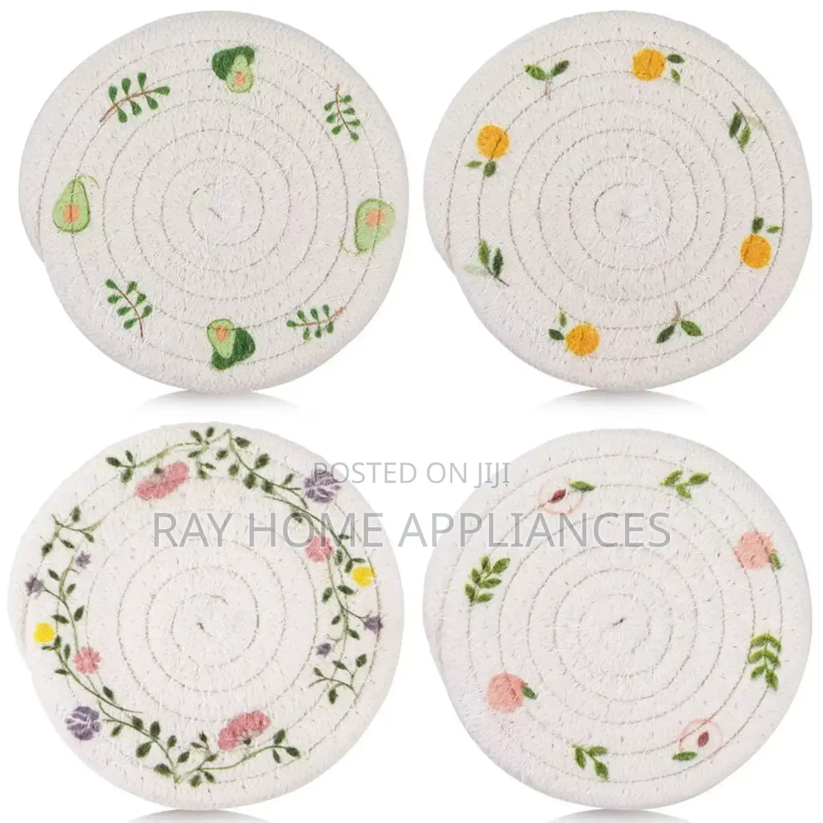Woven Place Mats 2pcs Material Wooden
 Non-Slip Coaster Set Size 18cm