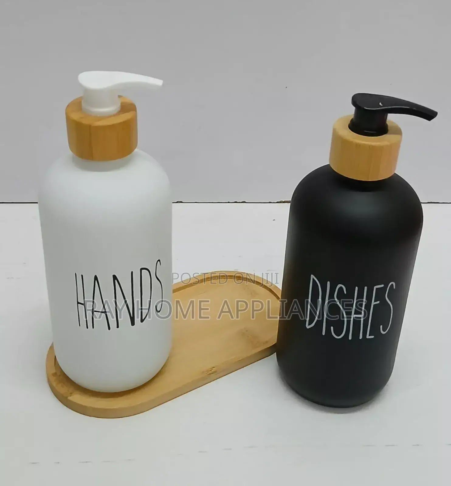 Hands and Dishes Dispenser Set With Stand Ceramic White Black