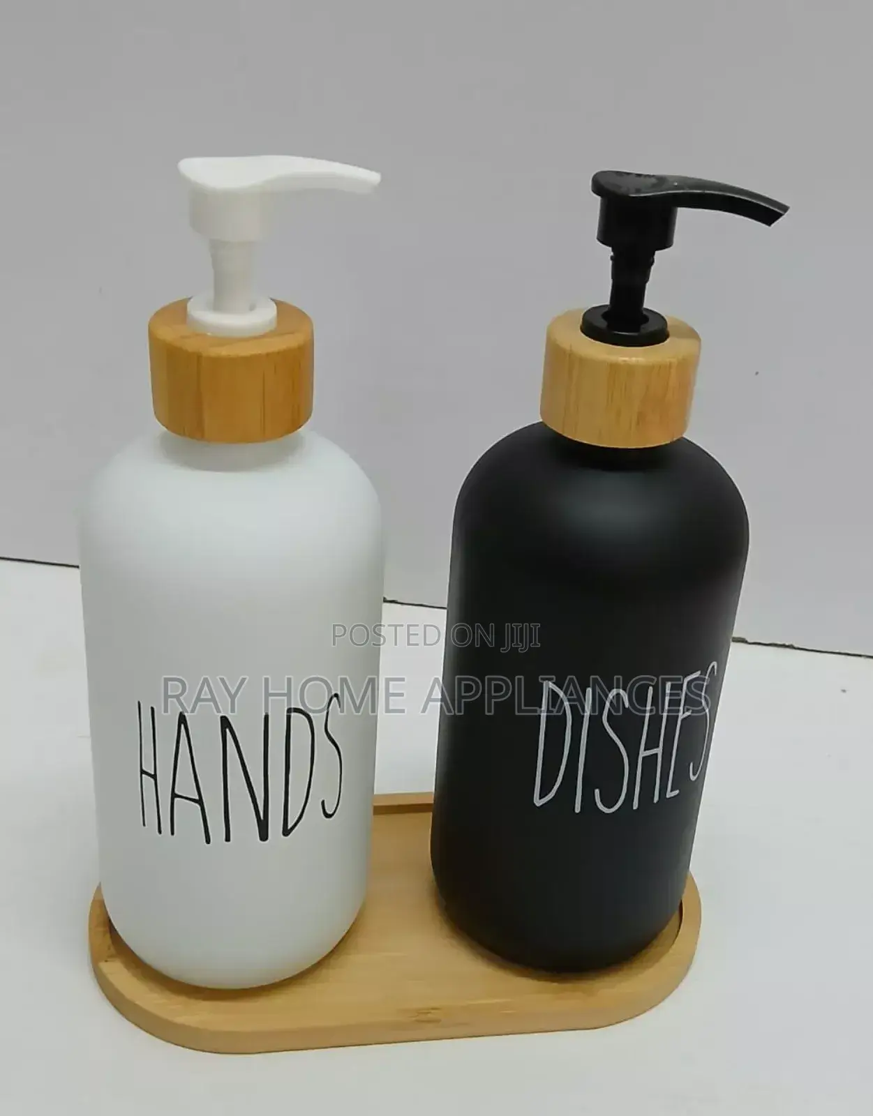 Hands and Dishes Dispenser Set With Stand Ceramic White Black