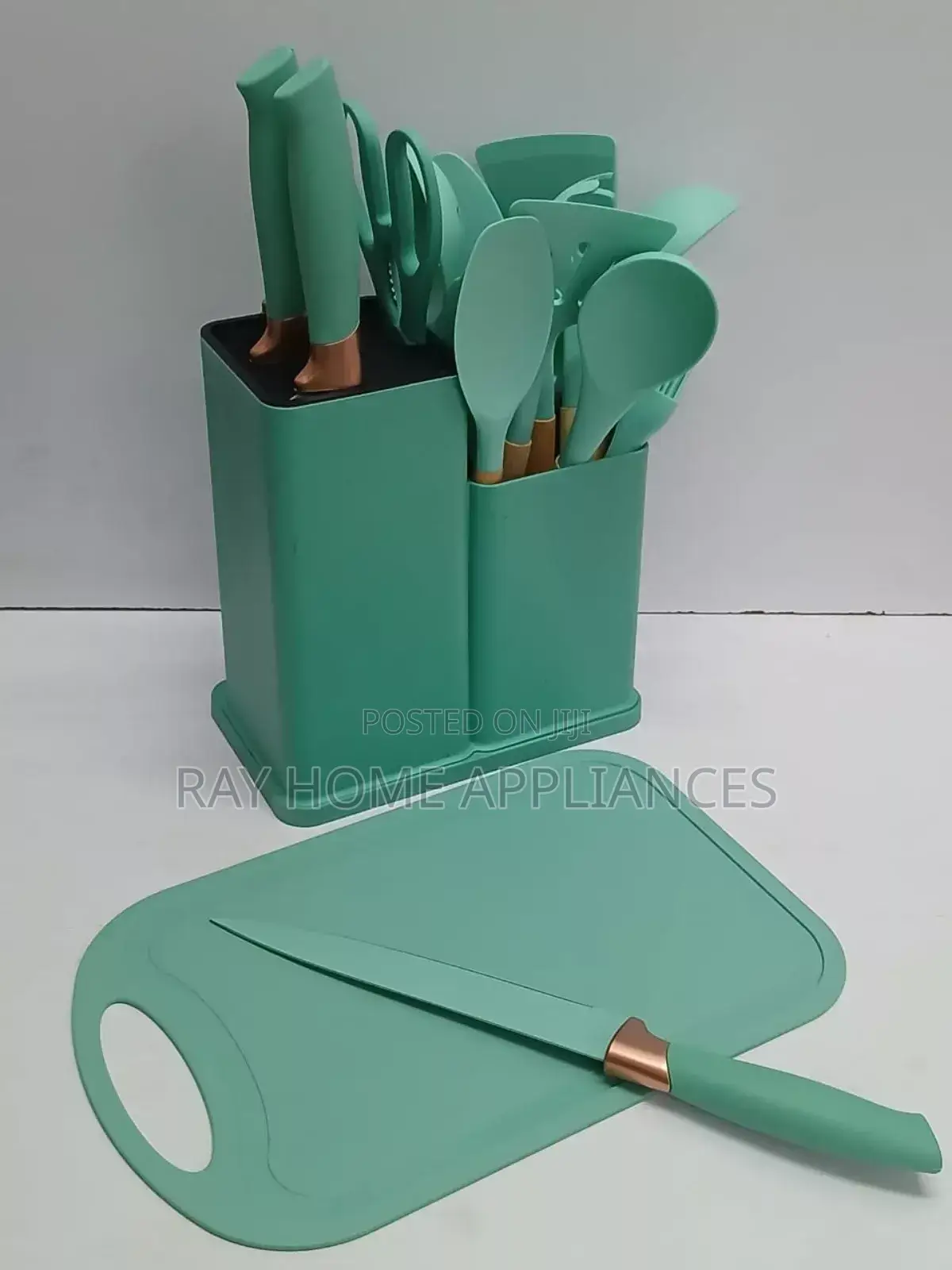 19pieces Heat Resistance Silicone Spoon Set Grey Green