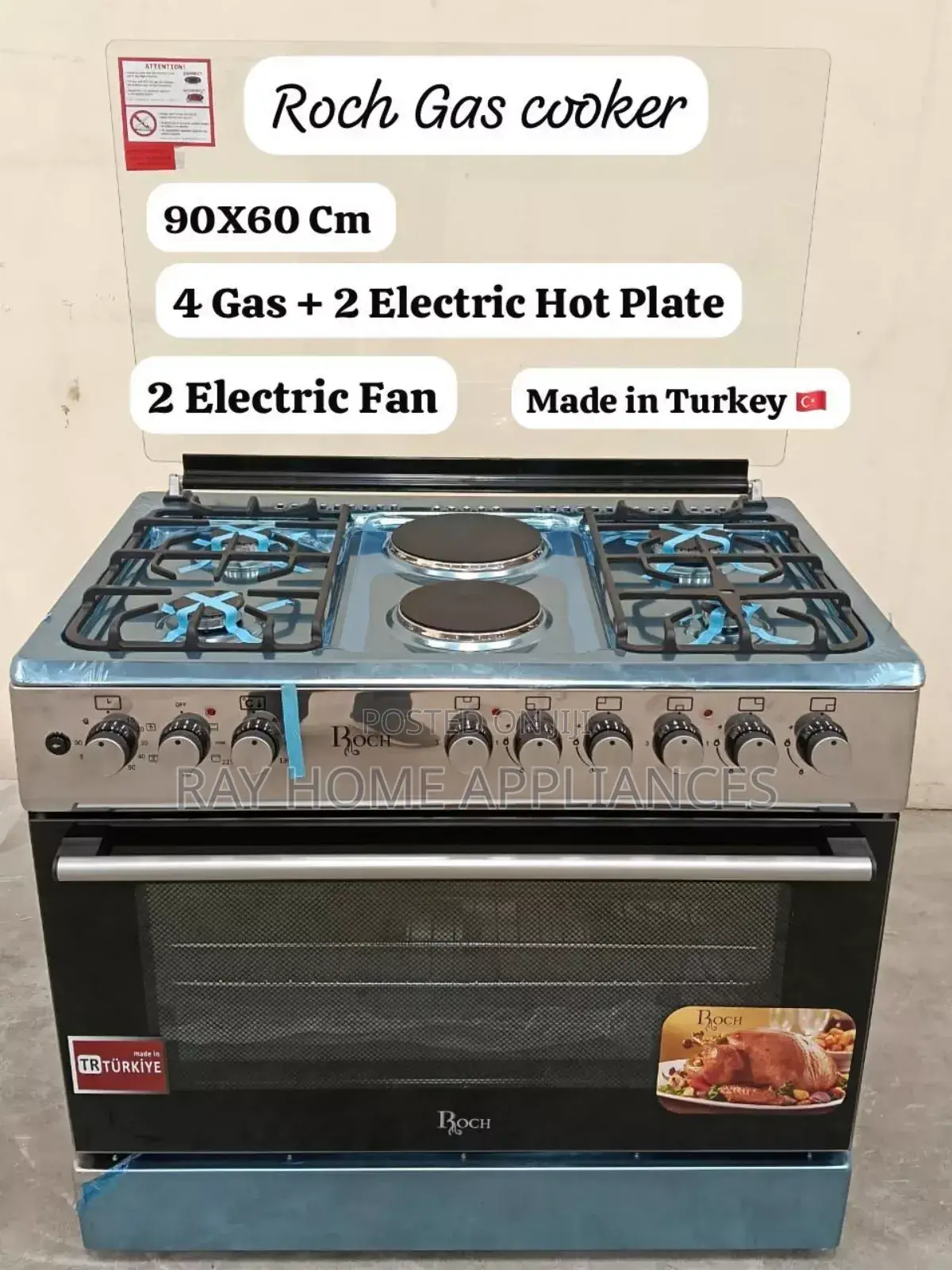 60cm*90cm Roch 4gas+2electric Standing Coooker With Electric Oven