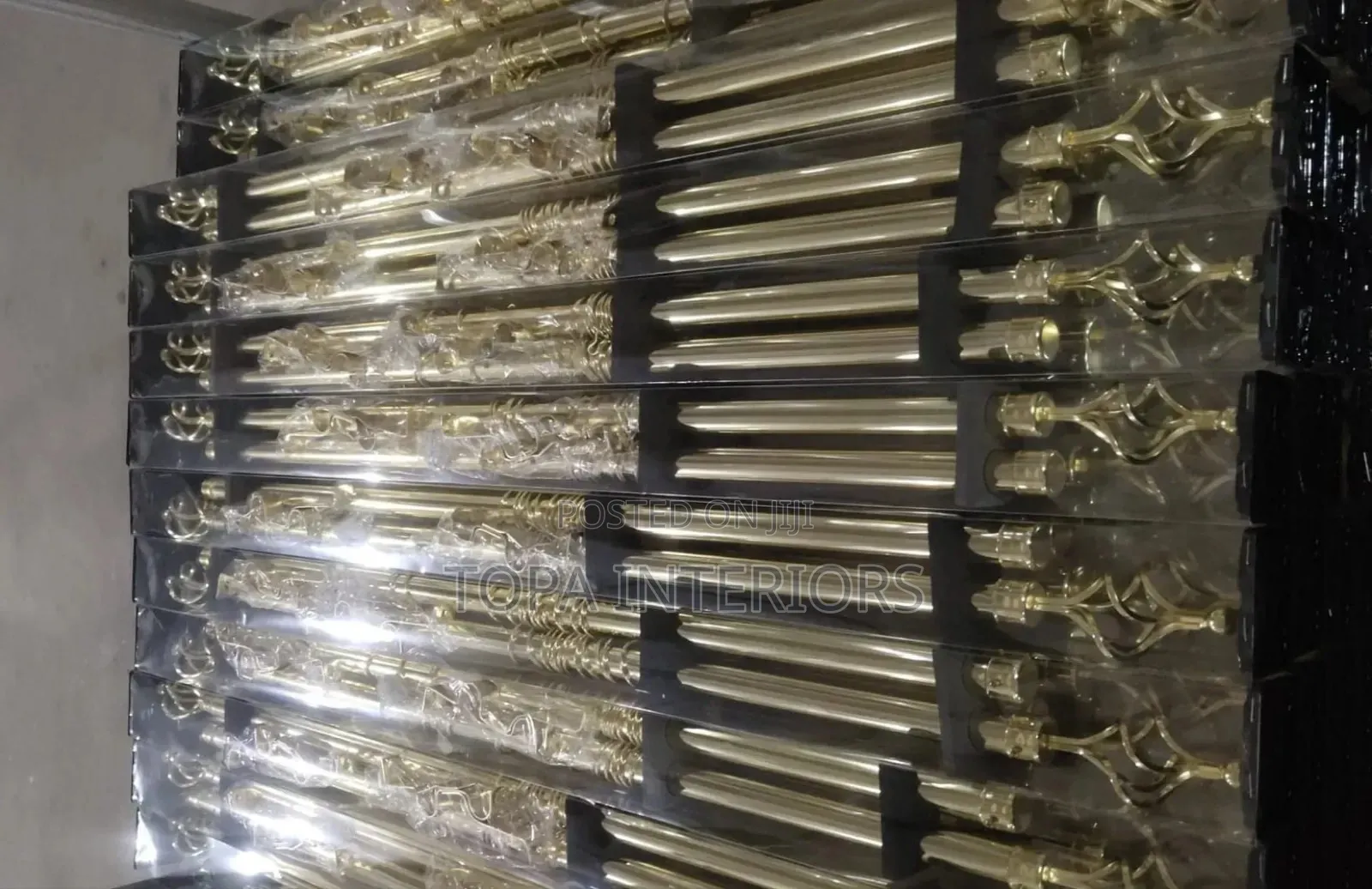 Gold 2m Double Adjustable Curtain Rod Complete Set
