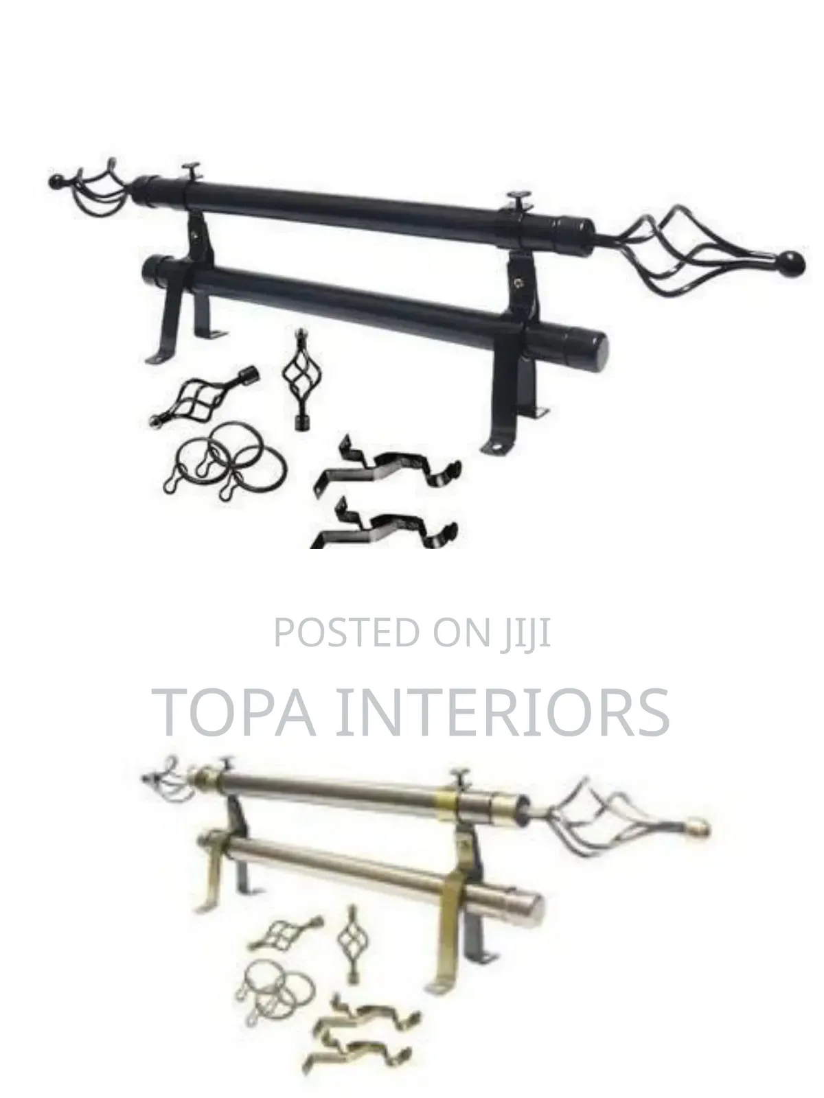 Telescopic 2m Double Adjustable Curtain Rods Set With All Accessories